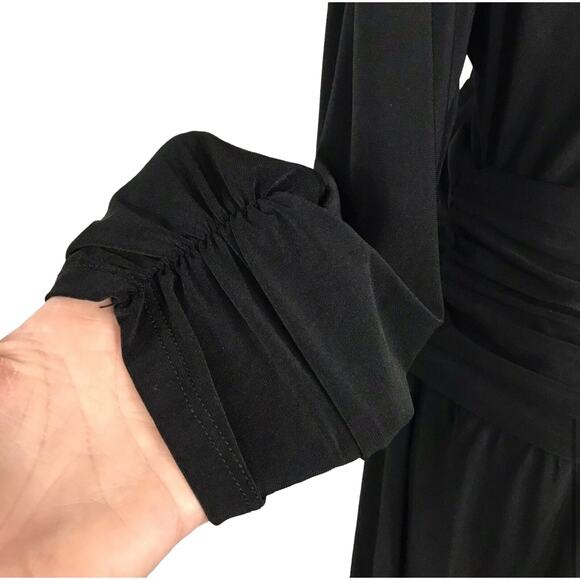 NY Collection 3X-Large Midi A-Line Dress 3/4 Sleeve Stretch Ruched Waist Black - Picture 5 of 11